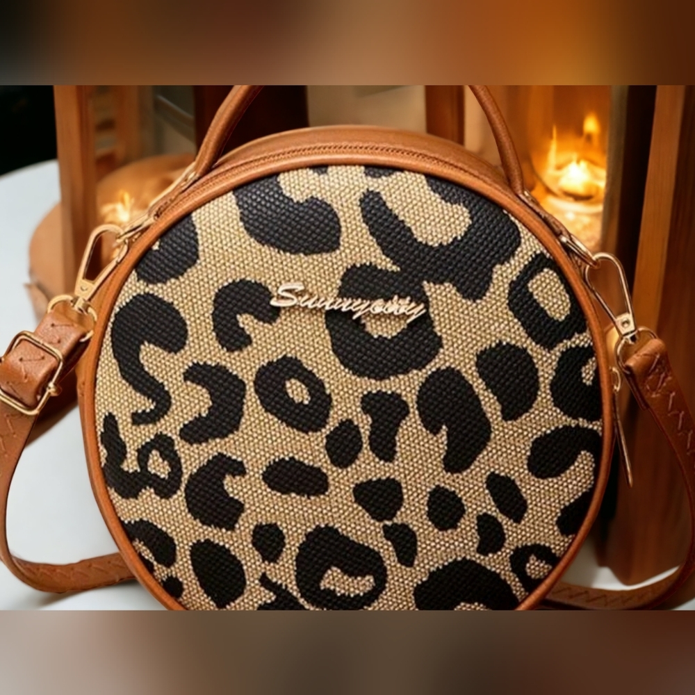 Crossbody Mini Leopard Print Circle Purse